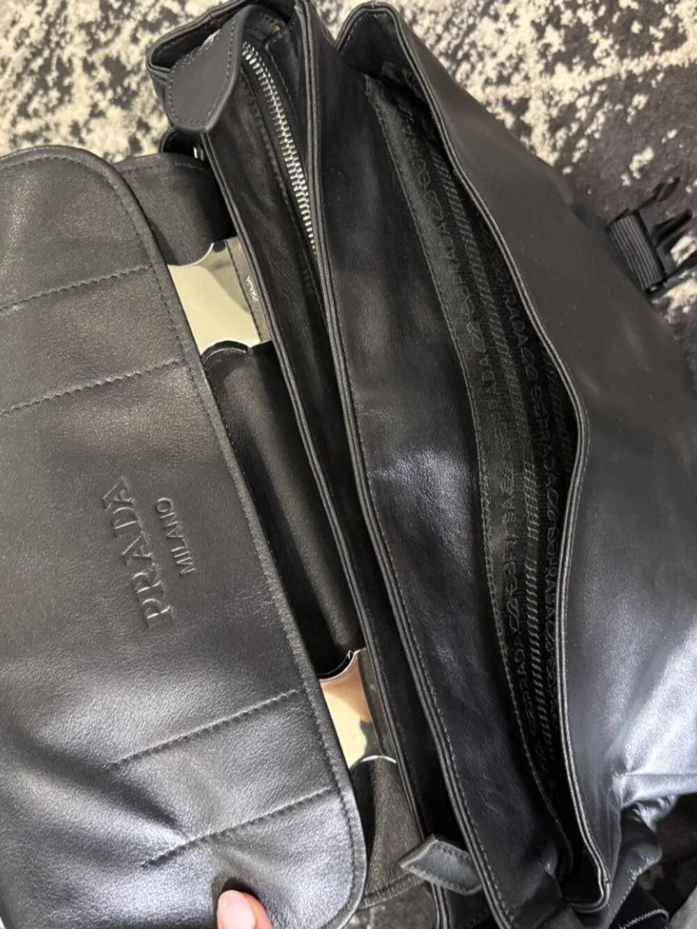 Prada Leather Briefcase Work Bag